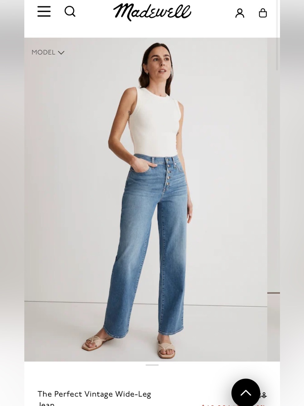Madewell size 26 the perfect vintage Wide-Leg Jeans high rise